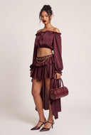 Satin Off The Shoulder Crop Top