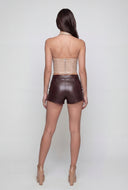 Studded Vegan Leather Corset Top