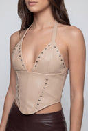 Studded Vegan Leather Corset Top