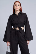 Macy Bubble Sleeve Crop Blouse