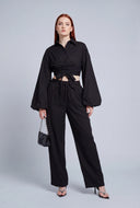 Macy Bubble Sleeve Crop Blouse