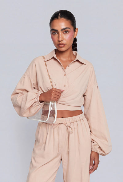 Macy Bubble Sleeve Crop Blouse