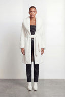 Faux Fur Shawl Collar Tie Waist Coat