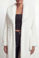 Faux Fur Shawl Collar Tie Waist Coat