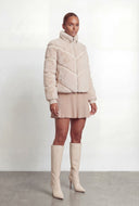 Adelyn Chevron Zip Front Faux Fur Jacket
