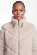 Adelyn Chevron Zip Front Faux Fur Jacket