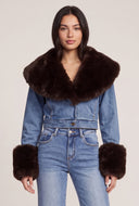 Faux Fur Trim Denim Jacket