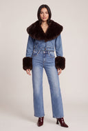 Faux Fur Trim Denim Jacket