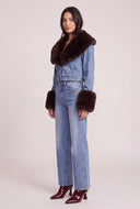 Faux Fur Trim Denim Jacket