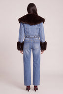 Faux Fur Trim Denim Jacket