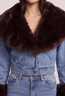 Faux Fur Trim Denim Jacket