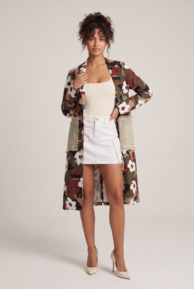 Floral Camo Twill Trench Coat