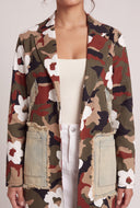 Floral Camo Twill Trench Coat