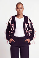 Bow Studded Hooded Teddy Jacket