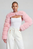 Faux Fur Crop Shrug Jacket