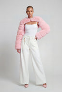 Faux Fur Crop Shrug Jacket