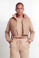 Alexa Side Tie Cropped Hooded Puffer Vest