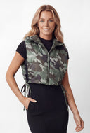 Alexa Side Tie Cropped Hooded Puffer Vest