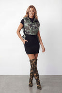Alexa Side Tie Cropped Hooded Puffer Vest