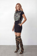 Alexa Side Tie Cropped Hooded Puffer Vest