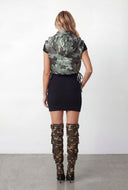 Alexa Side Tie Cropped Hooded Puffer Vest