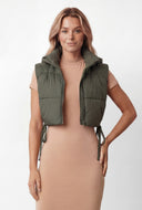 Alexa Side Tie Cropped Hooded Puffer Vest