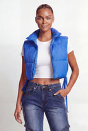 Alexa Side Tie Cropped Hooded Puffer Vest