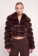 Tiered Faux Fur Jacket