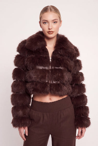 Tiered Faux Fur Jacket