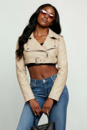Siena Faux Leather Cropped Moto Jacket