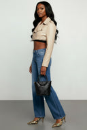 Siena Faux Leather Cropped Moto Jacket