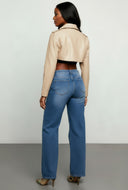 Siena Faux Leather Cropped Moto Jacket