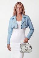 Siena Faux Leather Cropped Moto Jacket