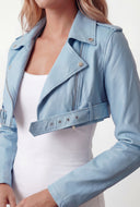 Siena Faux Leather Cropped Moto Jacket