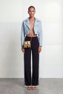 Alaya Cropped Faux Leather Moto Jacket