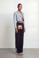 Alaya Cropped Faux Leather Moto Jacket