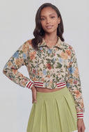 Floral Embroidered Jacquard Bomber Jacket