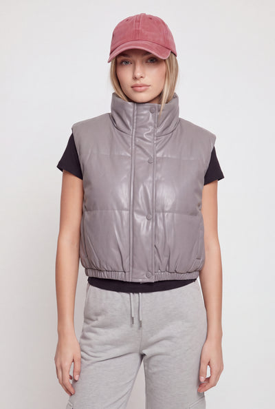 Vegan Leather Crop Vest