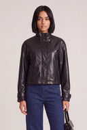 Vegan Leather Mock Neck Jacket