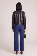 Vegan Leather Mock Neck Jacket