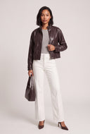 Vegan Leather Mock Neck Jacket