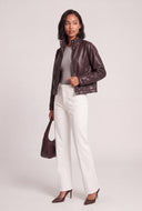 Vegan Leather Mock Neck Jacket