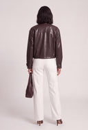 Vegan Leather Mock Neck Jacket