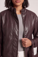 Vegan Leather Mock Neck Jacket
