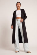 Faux Suede Open Front Coat