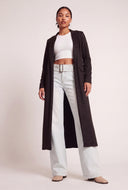 Faux Suede Open Front Coat