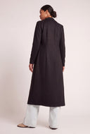 Faux Suede Open Front Coat