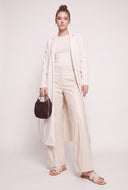 Faux Suede Open Front Coat