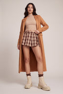Faux Suede Open Front Coat