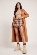 Faux Suede Open Front Coat